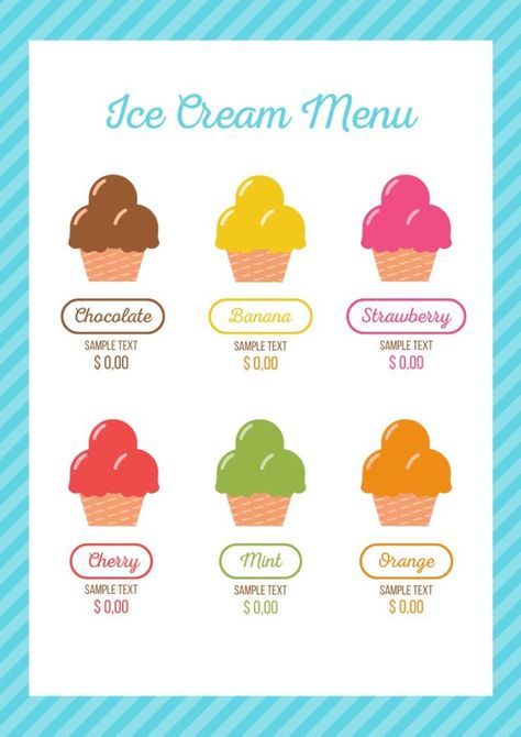 Hand-drawn Flat Ice Cream Flavors Menu Ice Cream Flavors List, Ice Cream Menu, Menu Layout, Ice Cream Design, Arabic Alphabet For Kids, Ice Cream Parlor, Arabic Alphabet, Alphabet For Kids, Brand Kit