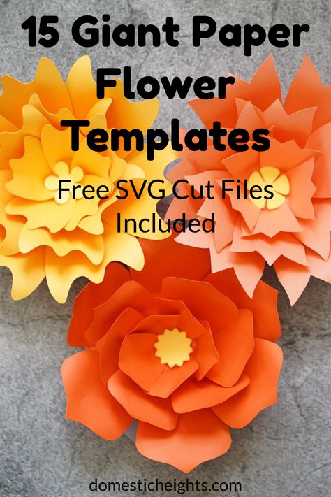 How To Make Large Flowers Out Of Paper, Big Paper Flowers Cricut, Giant Flower Svg Free, Cricut Giant Flowers, Paper Wall Flowers Diy Template, Free Giant Paper Flower Templates, Paper Flower Walls, Free Giant Flower Templates Printables, Giant Flower Template Free