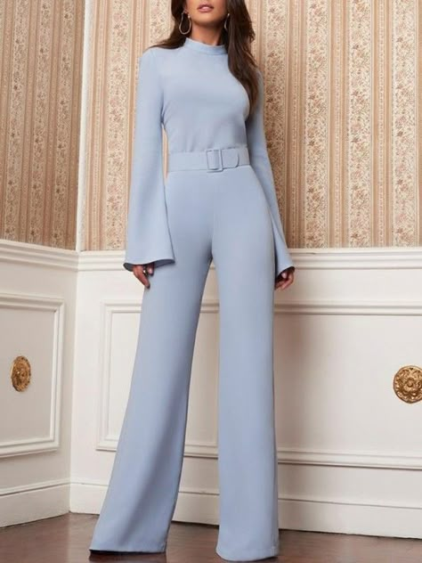 Jumpsuit With Belt, Classy Jumpsuit, Office Workwear, Workwear Casual, Baby Overall, Chique Outfits, Elegant Office, Jumpsuit Elegant, Woman Suit Fashion