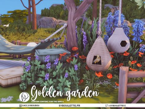 Syboulette S4CC — This set is all about landscaping a green garden... Sims 4 Cc Landscaping, Sims 4 Cc Outdoor Plants, Sims 4 Cc Outside, Sims 4 Landscaping Cc, The Sims 4 Garden, Garden Sims 4, Sims 4 Garden Cc, Jasmine Bush, Golden Garden