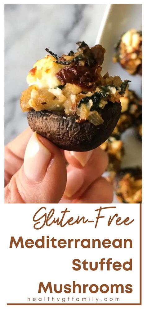 Mediterranean Diet Stuffed Mushrooms, Vegan Gluten Free Stuffed Mushrooms, Gluten Free Dairy Free Stuffed Mushrooms, Aip Stuffed Mushrooms, Gluten And Dairy Free Stuffed Mushrooms, Easy Vegetarian Appetizers Finger Foods, Mediterranean Stuffed Mushrooms, Gluten Free Mushroom Recipes, Vegetable Stuffed Mushrooms