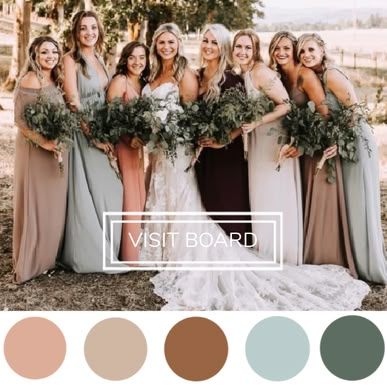 Neutral Color Palette Bridesmaid Dresses, Taupe Color Palettes Wedding, Wedding Color Palette Earth Tones, Sage Wedding Colors Colour Palettes, Spring Neutral Color Palette Wedding, Sage Wedding Pallet, Wedding Theme Earth Tone, Neutral Pallet Wedding, Wedding Color Palette November