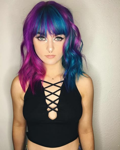 Emo Hair Color, La Color, Ruby Hair, Exotic Hair, Hair 2025, Vivid Hair, Galaxy Hair, Character Hair, Vivid Hair Color