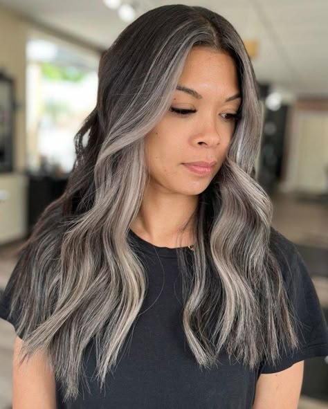 Ash Grey Hair, Ashy Hair, Gray Balayage, Mushroom Hair, Money Piece, Gray Hair Growing Out, Silver Grey Hair, Natural Gray Hair, Transition To Gray Hair