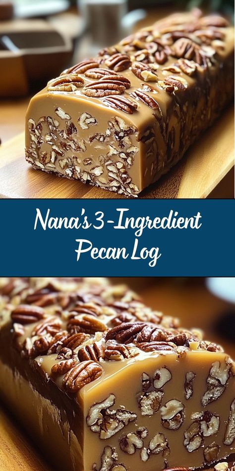 This classic pecan log is a simple and delightful treat made with only three ingredients. Perfect for the holidays, gifting, or when you want a quick, sweet snack. Nanas 3 Ingredient Pecan Log, Pecan Log Recipe, Pecan Log Roll Recipe, Pecan Log Roll, Christmas Logs, Pecan Log, Pecan Desserts, Easy Candy Recipes, Easy Candy