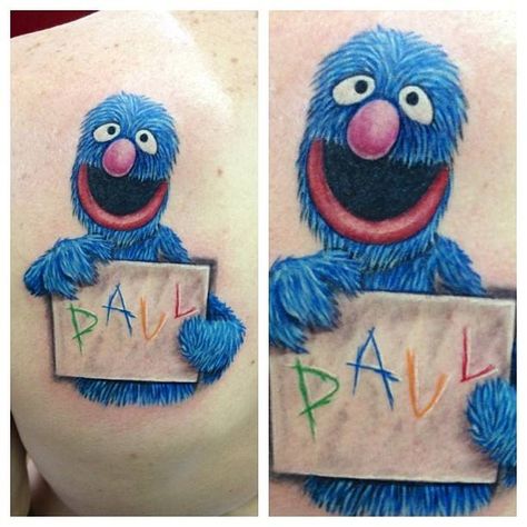 "Grover" custom tattoo by Jason Dasaro at Arrows and Embers in Concord, NH. #concord #NH #grover #sesame #street #cartoon #art #bodymodification #bodyart #inkedup #tattoo #love #awesome #picoftheday #tattooideas #design #proartist #inkspired Grover Tattoo, Sesame Street Cartoon, Grover Sesame Street, Street Cartoon, Street Tattoo, Concord Nh, Tattoo Love, Sesame Street Characters, Leg Sleeve