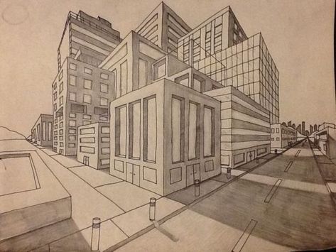 Perspective Building Drawing, Drawings Of Buildings, 2 Point Perspective Drawing, 3 Point Perspective, 2 Point Perspective, Perspective Drawings, Perspective Sketch, Perspective Drawing Architecture, Perspective Drawing Lessons