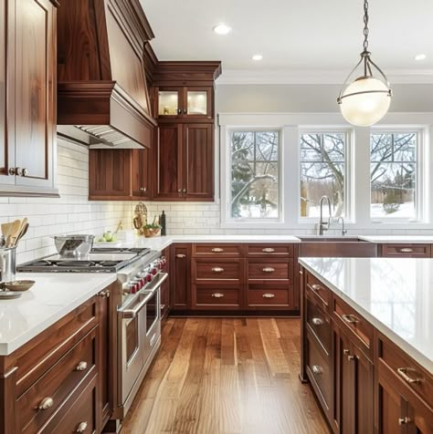 5 Ways to Update Cherry Wood Cabinets Kitchen Countertops And Backsplash, Backsplashes Kitchen, Cherry Wood Kitchen Cabinets, Red Kitchen Cabinets, Countertops And Backsplash, Cherry Wood Kitchens, Dark Wood Kitchen Cabinets, Cherry Wood Cabinets, Kitchen Design Countertops