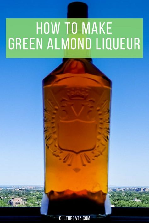 Ever tried Green Almond Liqueur? I'll tell you how to make it and today is the tasting post after 1 year of maturing. Check it out here  https://cultureatz.com/green-almond-liqueur-recipe #Almond #Liqueur #homemade #diy #amaretto Diy Amaretto, Homemade Liqueur Recipes, Italian Liqueur, Healthy Toddler Snacks, Liqueurs Recipes, Homemade Food Gifts, How To Make Greens, Bbq Sauces, Ingredient Substitutions