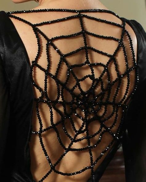 Spiderweb Dress, Crystal Spider, Edgy Bridal, Witch Wedding, Spider Costume, Beaded Spiders, Black Flower, Halloween Wedding, Halloween Fashion