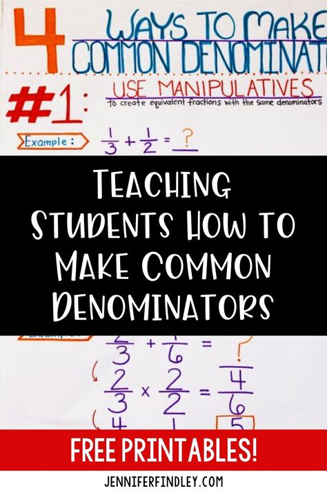 Finding Common Denominators Anchor Chart, Finding Common Denominators, Maths Strategies, Least Common Denominator, Free Math Centers, Subtract Fractions, 4th Grade Fractions, Add And Subtract Fractions, Multiplication Strategies