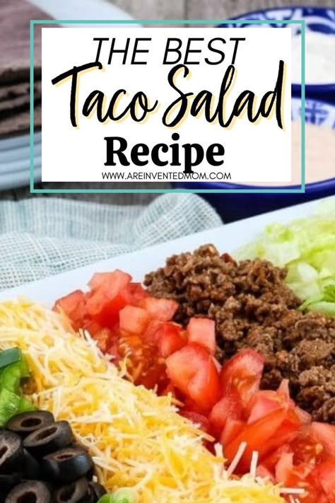 Homemade Taco Salad Recipe Easy Taco Salad Recipe Simple, Taco Ingredients List, Recipe For Taco Salad, Best Taco Salad Recipe, The Best Taco Salad Recipe, Homemade Taco Salad, Taco Tuesday Ideas, Taco Salad Bar, Beef Taco Salad Recipe