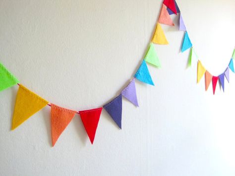 Rainbow Birthday Banner, Felt Bunting, Elephant Baby Shower Boy, Rainbow Bunting, Felt Banner, Balloon Stands, Rental House, Kids Bedrooms, Felt Garland