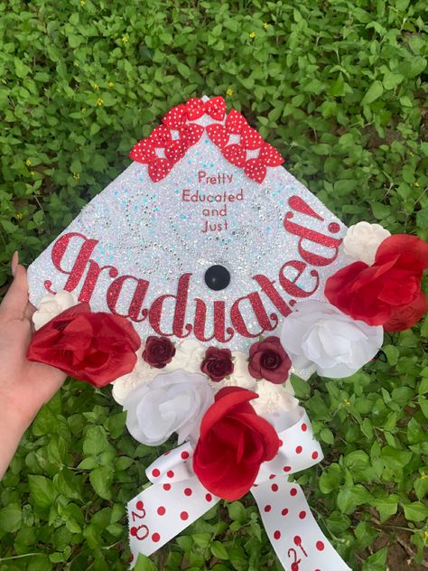 Red Cap And Gown, Red Graduation Cap, Graduation Cap Decor, Cap Decoration, Cap Ideas, Graduation Cap Decoration, Cap Decorations, Red Decor, Red Cap