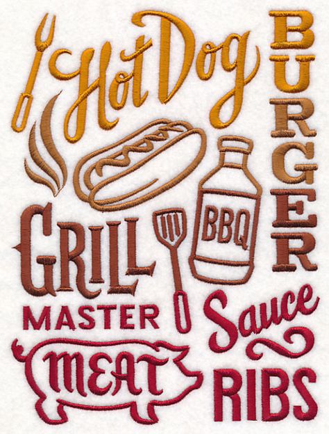 Camping Embroidery, Bbq Grill Recipes, Grilling Art, Man Crates, Vinyl Board, Recipe Album, Sign Sayings, Pes Embroidery Designs, Machine Embroidery Ideas