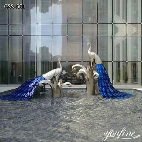 Casino Entrance, Garden Statues For Sale, Peacock Sculpture, Peacock Statue, Public Installation, Founding Day, Metal Peacock, Balloon Dog Sculpture, Metal Animals