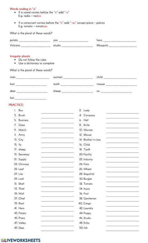 Plural Of Nouns Worksheets, Plural Nouns Exercises, English Phonetic Alphabet, Plural Of Nouns, Nouns For Kids, Plural Nouns Activities, Nouns Exercises, Plurals Worksheets, Plural Nouns Worksheet