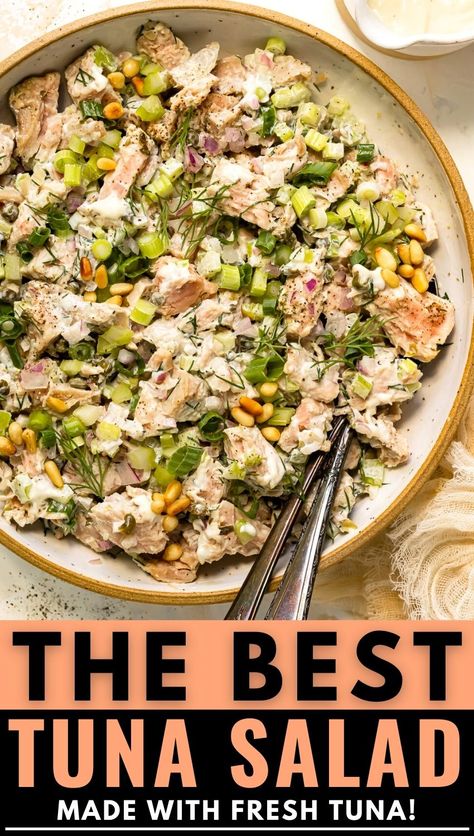 Tuna Salad From Fresh Tuna, Tuna Salad With Fresh Tuna, Fresh Tuna Steak Salad Recipe, Tropical Tuna Salad, Elevated Tuna Salad, Fresh Caught Tuna Recipes, Tuna Steak Salad Recipes, Blackened Tuna Salad, Fresh Tuna Salad Recipe