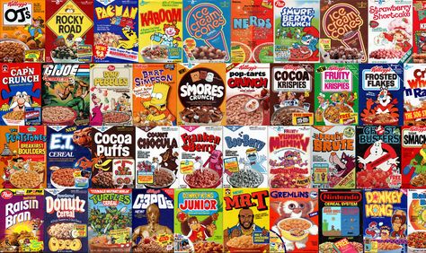 Retro Cereal Boxes wallpaper I made. Looks best tiled or centered. Kid Living Room, Breakfast Decor, Box Wallpaper, Basement Living, Cereal Bar, Cereal Boxes, Meal Of The Day, Retro Advertising, Cool Wallpapers For Phones