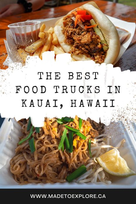 Bun Sandwiches, Kauai Food, Kauai Restaurants, Hawaii Trip Planning, Kauai Travel, Kauai Vacation, Best Food Trucks, Hawaiian Dishes, Poipu Beach