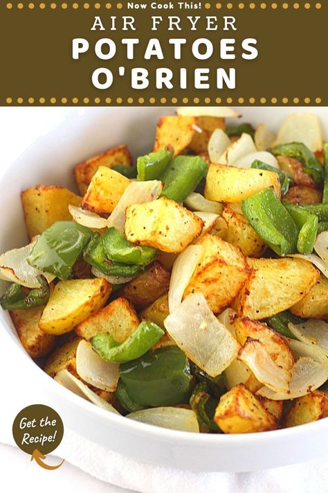 Potato Green Pepper Onion Recipe, Potatoes With Bell Peppers And Onions, Stuffed Potatoes Air Fryer, Potato Onion Pepper Recipes, Potatoes With Peppers And Onions, Roasted Yellow Potatoes, Potatoes O Brien, Stir Fry Potatoes, Air Fryer Potatoes