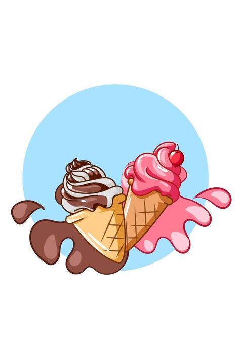 Ice Cream Vector Illustration, Ice Cream Logo Design, Logo Ice Cream, Cream Images, Ice Cream Graphic, 2024 Bujo, Ice Cream Images, Ice Cream Cartoon, Soft Ice Cream