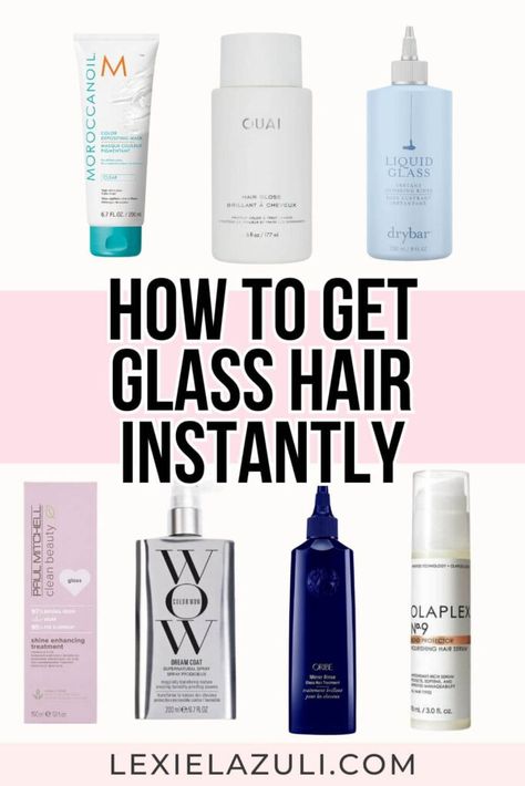 Want to know how to get glossy hair? If you're into the glass hair trend, this is your solution for SUPER shiny hair. In this post learn how to use a clear hair gloss, find the best products for shiny hair, + glossy hair tips for healthy shiny hair. You'll learn frizzy hair tips so you can wear slicked back hairstyles, and the difference between hair gloss vs hair glaze. Want to learn how to get smooth shiny hair at home? Read more to find out how to get silky shiny hair & more hair care tips! How To Get Shiny Silky Hair, How To Get Glossy Hair, Products For Shiny Hair, Dry Hair Remedies, Super Shiny Hair, Frizzy Hair Remedies, Slicked Back Hairstyles, Vs Hair, For Shiny Hair