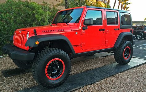 Jeep Wrangler 4 Door, Jeep Inspiration, Red Jeep Wrangler, Jeep Wrangler Interior, Offroad Wheels, 4 Door Jeep Wrangler, Pink Car Accessories, Red Cars, Red Jeep