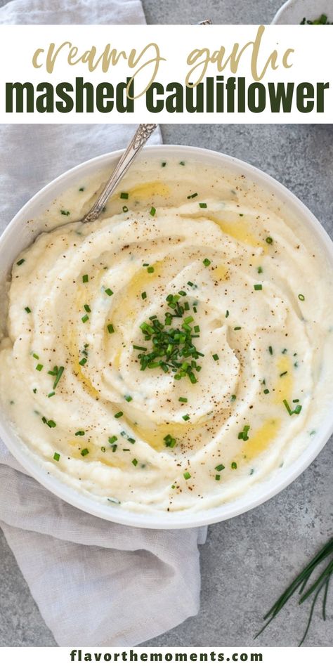 Garlic Mashed Cauliflower Recipe, Garlic Butter Mashed Cauliflower, Keto Mashed Cauliflower Recipe, Bariatric Friendly Sides, Garlic Cauliflower Mashed Potatoes, Mashed Cauliflower With Cheese, Mash Cauliflower Recipe, Mashed Cauliflower From Frozen Riced, Keto Cauliflower Mash