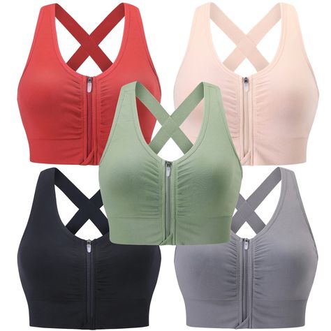 PRICES MAY VARY. YOUR NEW CHOICE:If you thought there were limited options for post-surgery sports bras, we hope to bring a smile to your face with our zip-front sports bras. They feature high-quality zippers that make it easy to put them on or take them off, especially when sweating profusely or after chest/shoulder surgery, or even while breastfeeding. This wireless sports bras also have a hook at the top of the zipper placket add extra security and ensure a comfortable, no-fuss fit. ZIP FRONT Surgery Bra, Post Surgical Bra, Zipper Sports Bra, Wireless Sports Bra, Post Surgery Bra, Cute Sports Bra, Zipper Placket, Shoulder Surgery, Front Zip Sports Bra