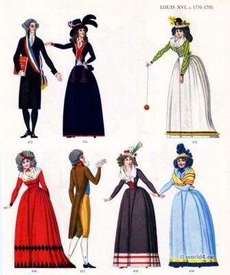 Louis XVI fashion 1770-1795. French Rococo Costumes. French Revolution dresses. French Revolution Fashion, Revolution Costumes, 18th Century Fashion, Neo Classical, Fashion Magazines, Antique Dress, French Revolution, Fashion Revolution, Fashion Poster