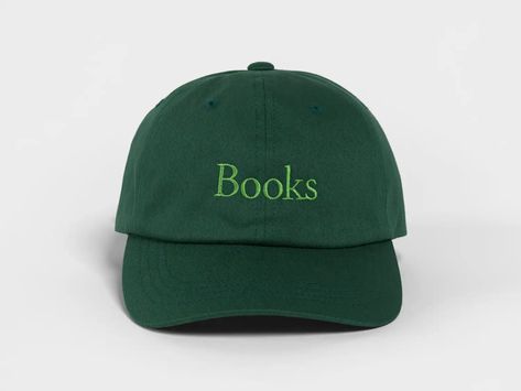 "Books" Baseball Cap, Green | Pacific Tee Design Print, Green Baseball Cap, New Product Development, Design Books, Book Tshirts, Funky Earrings, Art And Culture, Digital Advertising, Hat Pins