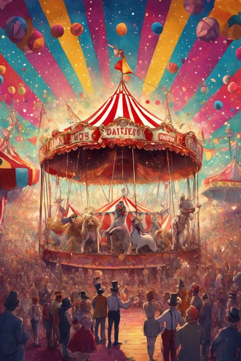 Vintage Circus Spectacle Check more: https://paintlyx.com/vintage-circus-spectacle-2/ Circus Fantasy Art, Vintage Circus Aesthetic, Circus Environment Concept Art, Circus Cannon Illustration, Vintage Carnival Illustration, Circus Core, Circus Pattern, Vintage Circus Posters Illustration, Circus Photography