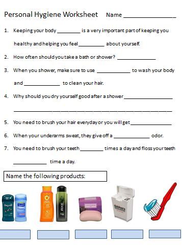 Empowered By THEM: Personal Hygiene Hygiene Worksheet, Nutrition Worksheets, Personal Hygiene Worksheets, Personal Hygiene Activities, Hygiene Lessons, Hygiene Activities, Life Skills Class, Life Skills Lessons, Life Skills Classroom