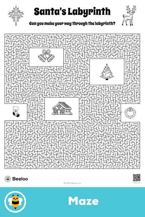 Advanced christmas-themed maze for kids ages 10 and up Christmas Printables Activities, Hard Mazes, Color By Number Coloring Pages, Maze For Kids, Fun Printable Activities, Christmas Maze, Number Coloring Pages, Maze Print, Mazes For Kids