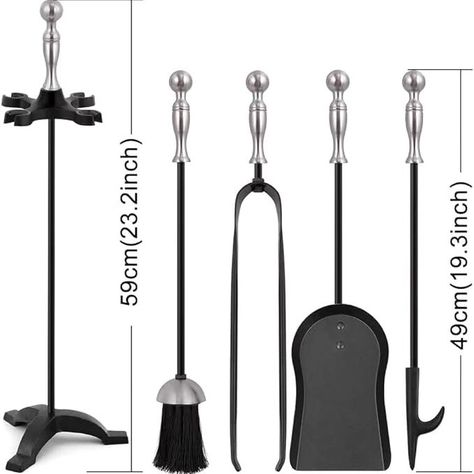 Amagabeli 5 Pieces Fireside Companion Set Wrought Iron Fireplace Wood Burner Accessories Tools Sets Indoor Fire Poker Brush Shovel Tongs Silver Handle with Stand https://amzn.to/403xhzQ Wrought Iron Fireplace, Fire Poker, Fireplace Wood, Fire Pokers, Iron Fireplace, Wood Burner, Tongs, Shovel, Tool Set