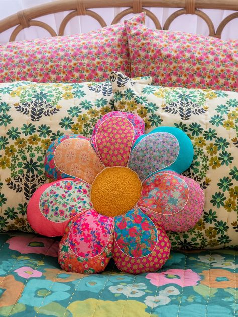 Colorful Home Decor, Bedding & Kitchen Essentials - Natural Life Whimsy Flowers, Statement Pillow, Cozy Throw Pillows, Patchwork Pillow, Pillows Flowers, Flower Pillow, Cotton Sheet Sets, Wood Craft, Vibrant Flower