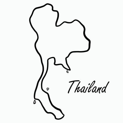 Doodle freehand drawing of Thailand map. Thailand Doodle, Thailand Drawing, Thailand Map, Zeus And Hera, Freehand Drawing, Map Outline, Wedding People, Cityscape Photos, Logo Banners