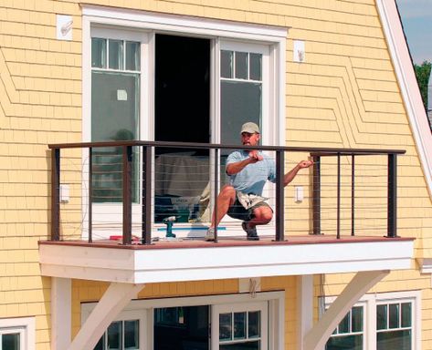 A Balcony Deck Built to Last - Fine Homebuilding Small Second Story Deck Ideas, Small Second Story Deck, Bedroom Deck Ideas Balconies, Bedroom Balcony Second Story, Bedroom Deck Ideas, Standing Balcony, Balcony Deck Ideas, Balcony Addition, Balcony House Second Story