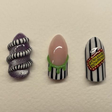 #beetlejuicebeetlejuicebeetlejuice !!!! i haven’t even seen the sequel but i had to pay tribute to one of my favourite fall movies 🪲🧃 can’t wait for all the fall and halloween sets!! (swipe to see all the detail!!!) #yegnails #780nails #587nails #nailsofinstagram #nailart #cutenails #hardgelnails #buildergelnails #nailinspo #nails #trendynails #tiktoknails #pinterestnails #gel #yegartist #explorepage #ignails #nailsalon #magicnailsystem #gelx #softgelextension #hardgelextension #silentappo... Halloween Movie Nails, Movie Nails, Fall Movies, Hard Gel Nails, Builder Gel Nails, Magic Nails, Fall And Halloween, Halloween Movie, Gel Extensions