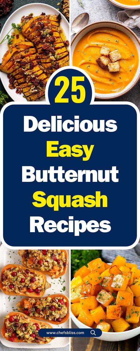 25+ Delicious and Easy Butternut Squash Recipes for Every Occasion! Things To Do With Butternut Squash, Easy Healthy Butternut Squash Recipes, Squash Ideas For Dinner, Fresh Butternut Squash Recipes, Things To Make With Butternut Squash, Squash Butternut Recipes, Cooked Butternut Squash Recipes, Banana Squash Recipes, Recipes Using Butternut Squash