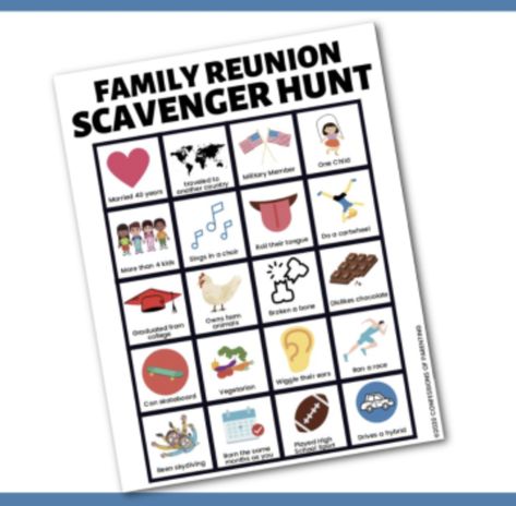 Free Printable Family Reunion Scavenger Hunt Family Reunion Scavenger Hunt, Money Saving Mom, Scavenger Hunt, Family Gatherings, Family Reunion, Family Gathering, The Whole, Free Printable, Free Printables