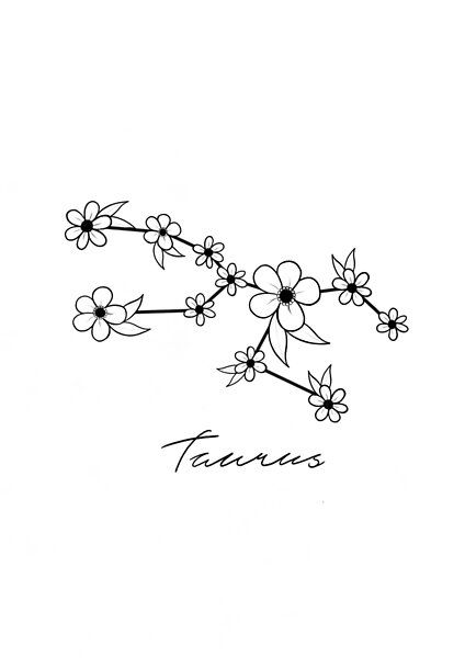 Star Sign Tattoos Taurus, Taurus Star Sign Tattoo, Taurus Flower Tattoo, Taurus Flower, Star Constellation Tattoo, Taurus Constellation Tattoo, Partner Tattoos, Taurus Star Sign, Wrist Tattoo Cover Up