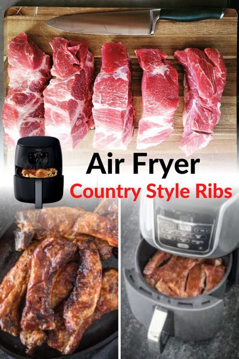 Bbq Ribs In Air Fryer, Bone In Country Style Pork Ribs Air Fryer, Boneless Pork Ribs Air Fryer Recipes, Boneless Pork Ribs Air Fryer, Country Style Pork Ribs Air Fryer, Air Fryer Country Style Ribs, Ribs In Air Fryer, Ribs In The Air Fryer, Air Fryer Recipes Meat