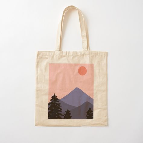 Get my art printed on awesome products. Support me at Redbubble #RBandME: https://www.redbubble.com/i/tote-bag/Nature-Scenery-Illustration-Mountains-and-Trees-by-Moodyandmellow/57800048.P1QBH?asc=u Tote Bag Design Ideas Paint Easy, Tote Design Ideas, Painting On Clothes Ideas, Tote Bag Design Aesthetic, Aesthetic Tote Bag Painting, Tote Bag Art Painting, Painting Tote Bag Ideas, Tote Bag Painting Ideas Easy, Tote Bag Painting Ideas Aesthetic