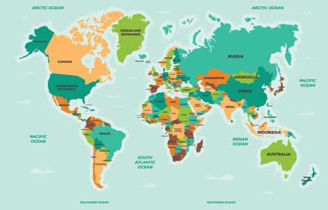 World Map With Country Names, World Map With Countries, The World Map, Country Names, World Map, Vector Free, Resolution, For Free, Map