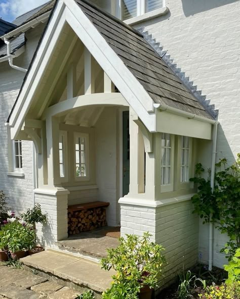 Country Cottage Porch Ideas, Open Porch Ideas Uk, Porch With Bench, Porches Ideas Entrance, Enclosed Portico, Front Porch Extension, Enclosed Front Porch Ideas, Porch Cottage, Kitchen 2025