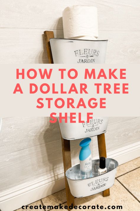 Diy Dollar Store Shelf, Dollar Tree Storage, Dollar Tree Diy Organization, Tree Bookshelf, Dollar Tree Hacks, Fruit Holder, Wooden Organizer, Dollar Store Hacks, Metal Basket