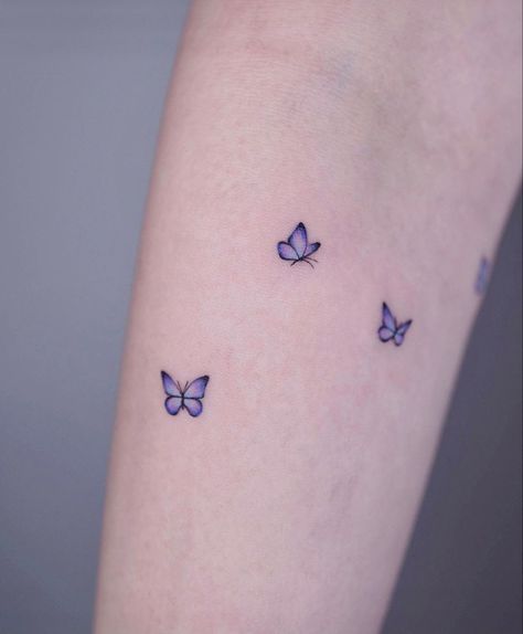 Small Hip Tattoos Women, Purple Butterfly Tattoo, Pisces Tattoo Designs, Ring Tattoo Designs, Blue Butterfly Tattoo, Purple Tattoos, Hip Tattoos, Small Butterfly Tattoo, Hip Tattoos Women