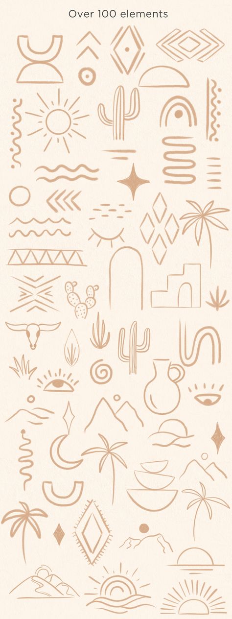 Cute Boho Drawings, Line Art Patterns Design, Boho Desert Aesthetic, Desert Pattern Design, Hand Drawn Pattern Design, Desert Print Pattern, Boho Doodles Easy, Boho Designs Pattern Art, Desert Boho Aesthetic